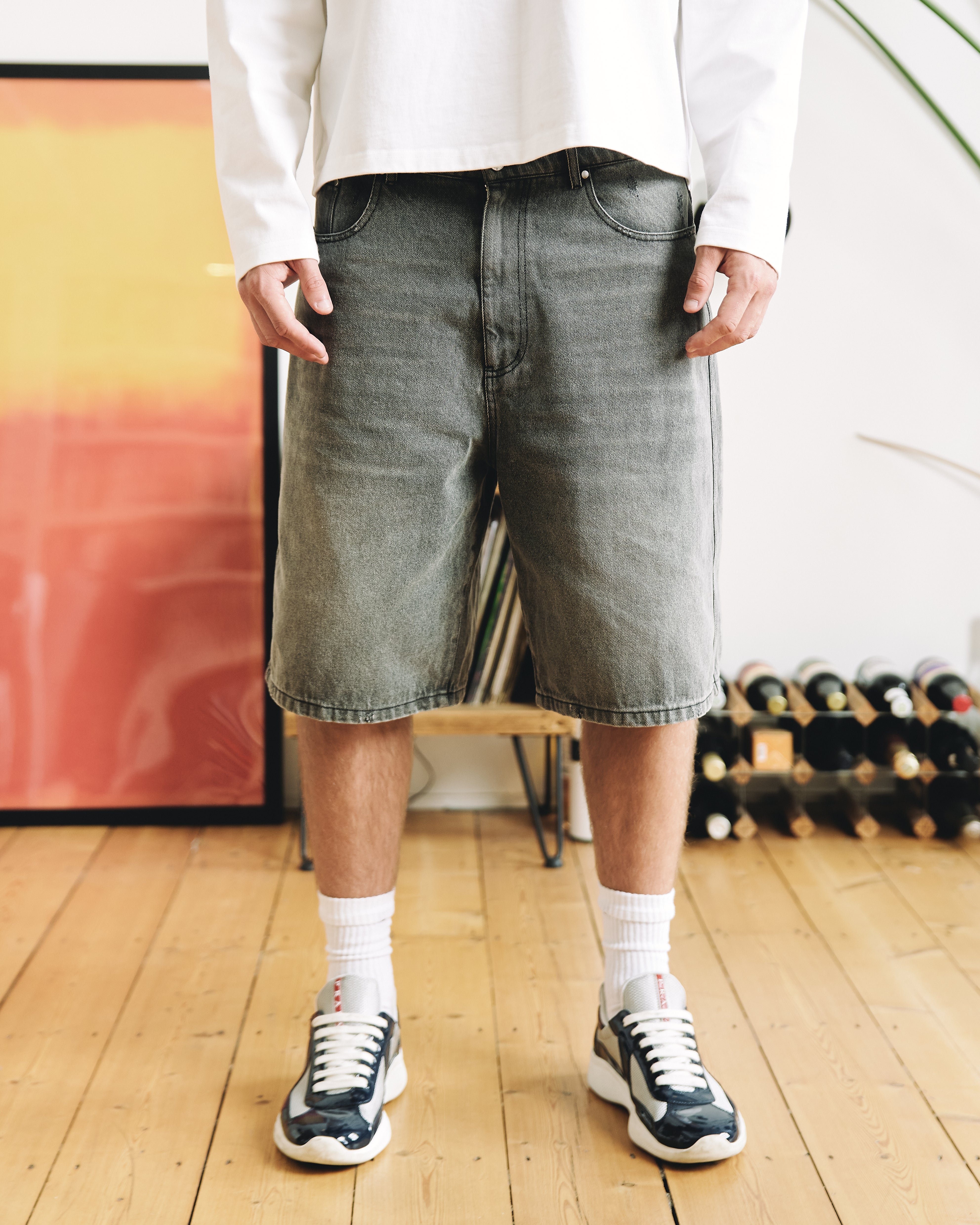 Samuel Bailey Washed Denim Graphite Shorts